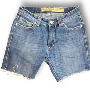Rock‎ & Roll Cowboy Denim Blue Jean Cutoff Shorts Sz 30 Frayed Hem 100% Cotton